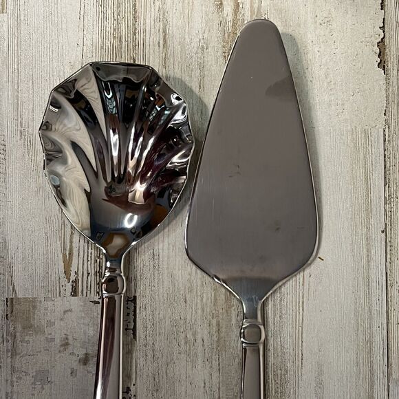 Oneida Kitchen Attalia 2 Piece Flatware Dessert Serving Set Berry Spoon & Server - Picture 5 of 8